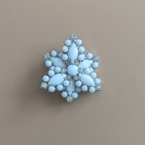 Vintage Milk Glass and Rhinestone Brooch